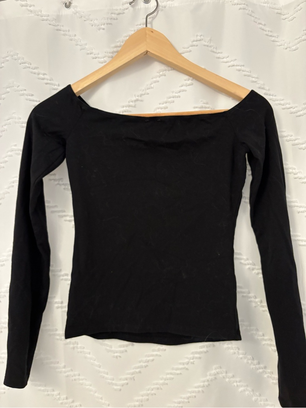 Garage Black Off-the-Shoulder Long Sleeve Top